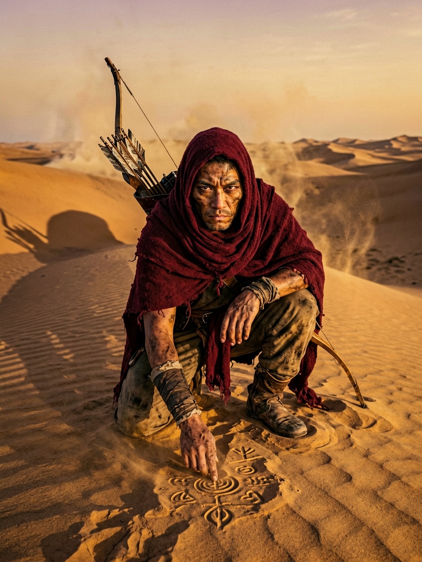 ERNIE Image output: desert nomad hunter