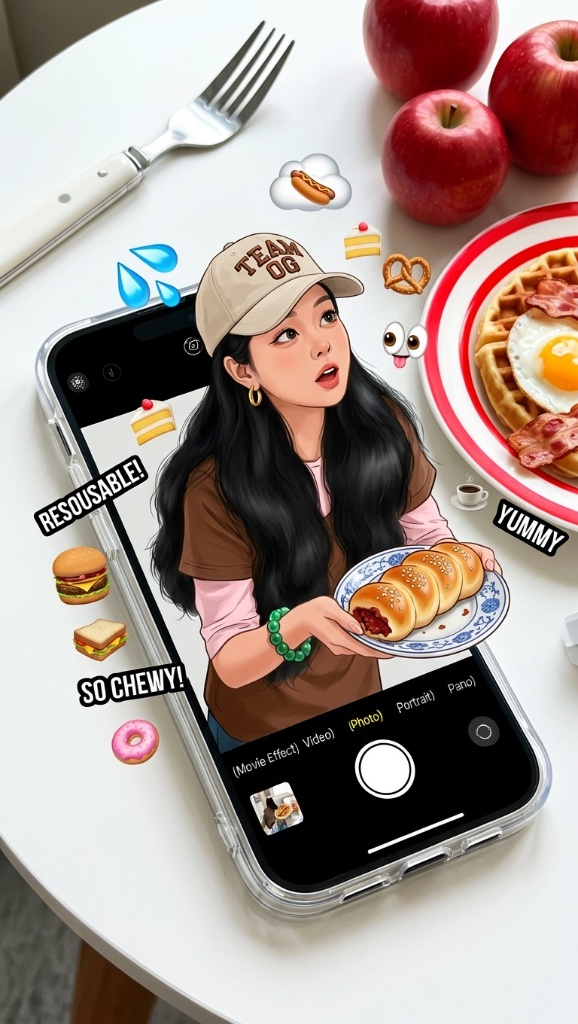 ERNIE Image output: phone with illustration blend