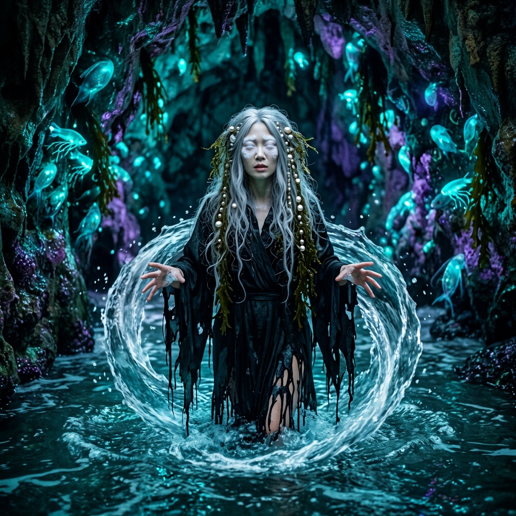 ERNIE Image output: sea witch in glowing cave
