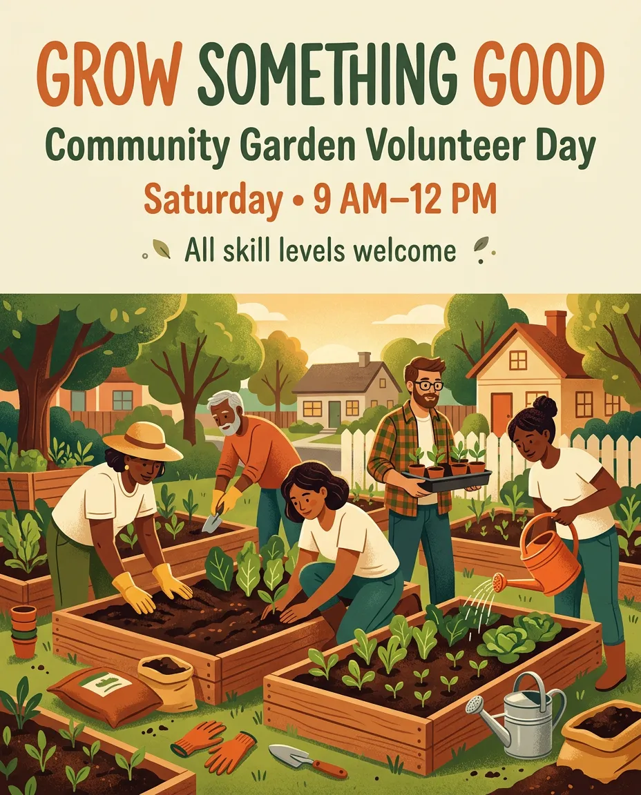 Community Garden Volunteer Poster generated with Nano Banana 2.1