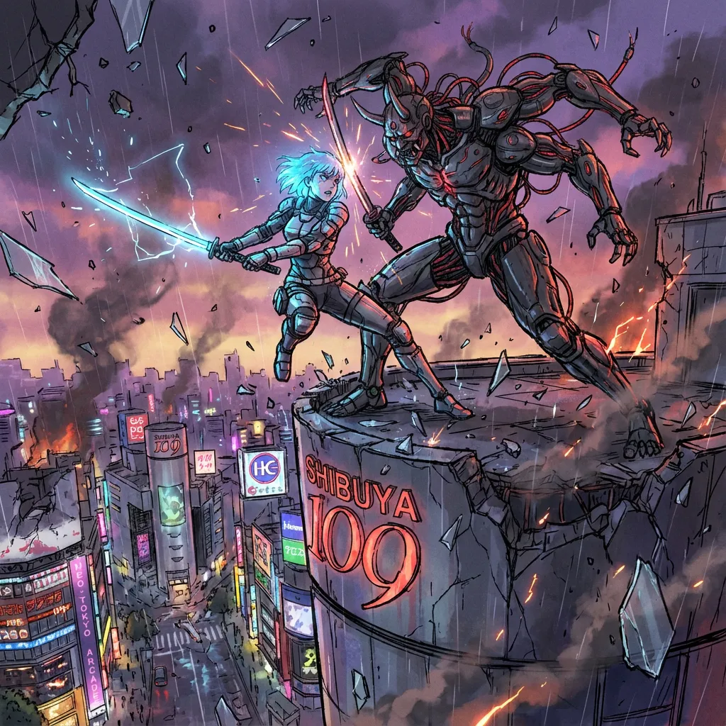 Nano Banana 2 - Cyber Samurai vs Oni Clash